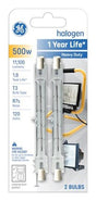 GE 85048 Halogen Bulb, 500 W, R7s Lamp Base, T3 Lamp, 11100 Lumens, 2000 hr Average Life