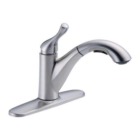 Delta Grant One Handle Stainless Steel Pull-Out Kitchen Faucet