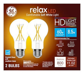 GE 93129016 LED Bulb, General-Purpose, A19 Lamp, 60 W Equivalent, E24/E26 Medium Lamp Base, Dimmable, Soft White Light
