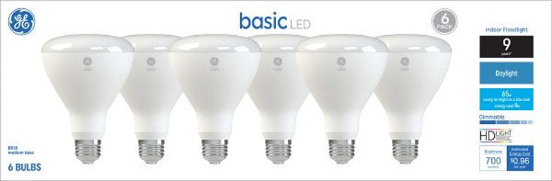 GE 46976 LED Light Bulb, Spot and Flood, BR30 Lamp, 65 W Equivalent, E26 Medium Screw-In Lamp Base, Yes, Frosted