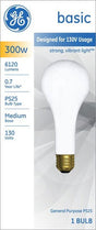 GE 73790 Standard Bulb, 300 W, PS25 Lamp, E26 Medium Lamp Base, 6120 Lumens, 2950 K Color Temp, Frosted Light, Pack of 3