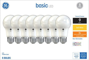 GE 37033 LED Light Bulb, A19 Lamp, 40 W Equivalent, E26 Medium Screw Lamp Base, No, Diffuse, Soft White
