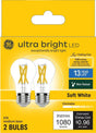 GE Ultra Bright A-1038345-01 LED Light Bulb, A15 Lamp, 100 W Equivalent, E26 Medium Lamp Base, Dimmable, Clear