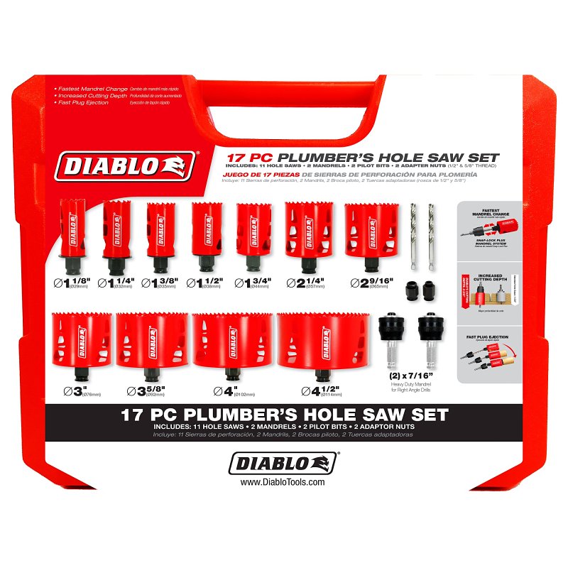 Diablo DHS17SPL Hole Saw Set, 17-Piece, HSS