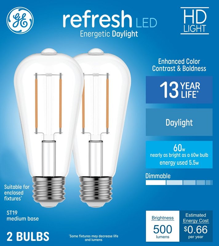 GE Relax Series 93129473 LED Bulb, General-Purpose, A19 Lamp, 100 W Equivalent, E26 Medium Lamp Base, Dimmable