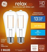 GE Refresh Series 93124196 LED Bulb, Decorative, ST19 Lamp, 60 W Equivalent, E26 Medium Lamp Base, Dimmable, Daylight
