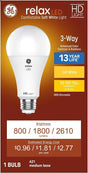 GE Relax Series 93129885 LED Bulb, General-Purpose, A21 Lamp, 150 W Equivalent, E26 Medium Lamp Base, Soft White