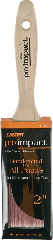 Linzer Pro-Impact WC 1160-2 Paint Brush, 2 in W, 2-1/2 in L Bristle, Polyester Bristle, Beaver Tail Handle