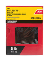 Ace 12D 3-1/8 in. Sinker Vinyl Steel Nail Checkered Head 5 lb