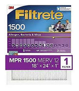 Filtrete 2021-4 Air Filter, 24 in L, 18 in W, 12 MERV, 1500 MPR, For: Air Conditioner, Furnace and HVAC System, Pack of 4