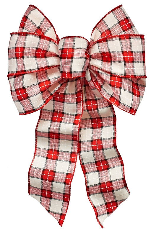 Holidaytrims 6152 Christmas Specialty Decoration, 1 in H, Plaid, Fabric, Black/Red/White, Pack of 12