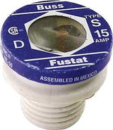 Bussmann S-15 Plug Fuse, 15 A, 125 V, Time Delay Fuse, 10 kA Interrupt, Low Voltage