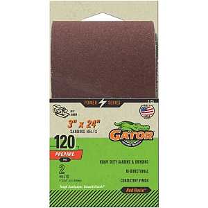 Gator 3155 Sanding Belt, 3 in W, 24 in L, Aluminum Oxide Abrasive, 120 Grit, Fine