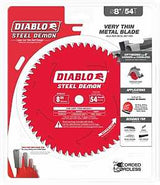 Diablo Steel Demon D0854F Saw Blade, 8 in Dia, 5/8 in Arbor, 54-Teeth, Carbide Cutting Edge