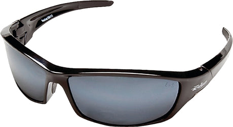 Edge SR117 Non-Polarized Safety Glasses, Black Frame, Unisex, Polycarbonate Lens, Full Frame, Nylon Frame, Silver Lens