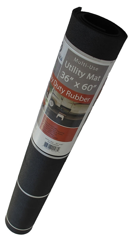 Red Barn 3001135 Rolled Utility Mat, 36 in L, 60 in W, Rubber, Black