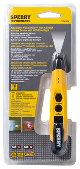 Sperry Instruments VD6509 Detector with Flashlight, 12 to 1000 V, LED Display, Functions: AC Voltage, Yellow