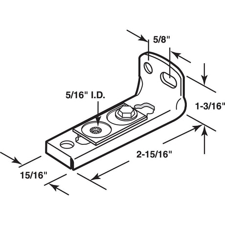 Prime-Line N 6543 Adjustable Bi-Fold Door Bottom Pivot Bracket, Steel, Zinc