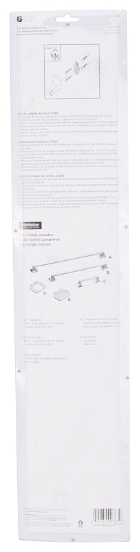 Boston Harbor PBC001A-3L Bath Accessory Set, Chrome, 5-Piece, For: Bathroom