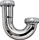 Plumb Pak PP1CP J-Bend without Cleanout, 1-1/4 in, Slip-Joint, Brass, Chrome-Plated