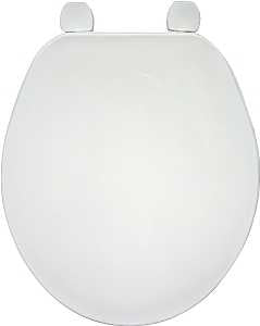 Bemis 70AR000 Toilet Seat, 16 in L, 14-1/2 in W, Round, Plastic, White, Adjustable Hinge