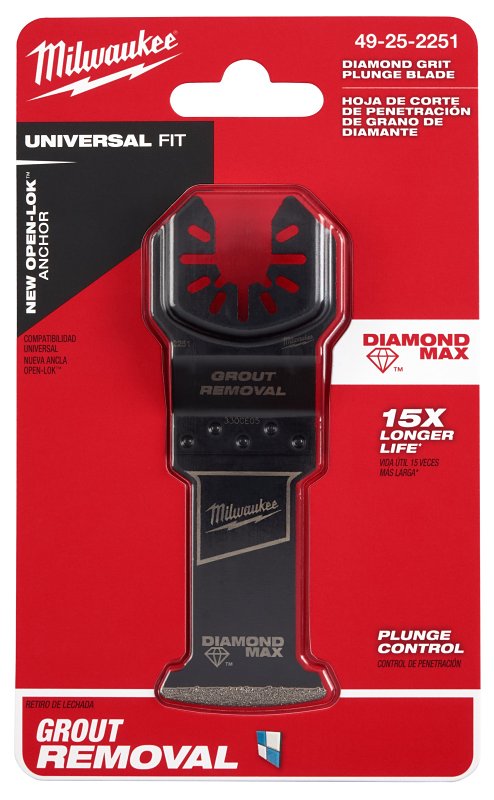 Milwaukee DIAMOND MAX 49-25-2251 Plunge Blade, 4.169 in L Blade, 1-1/3 in W Blade, Diamond Blade
