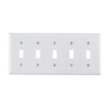 Leviton White 5 gang Plastic Toggle Wall Plate 1 pk