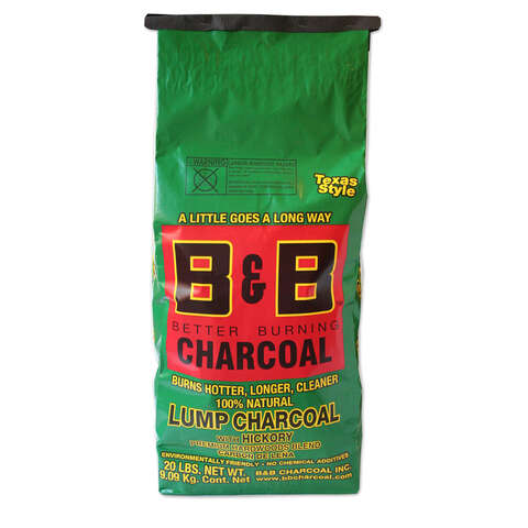 B&B Charcoal All Natural Hickory Lump Charcoal 20 lb