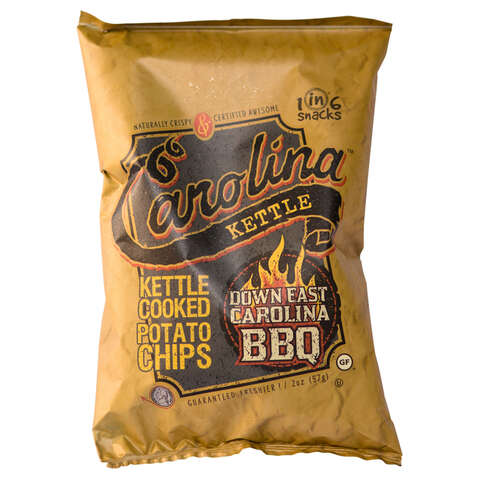 1 in 6 Snacks Carolina Down East BBQ Potato Chips 2 oz Bagged, Pack of 20