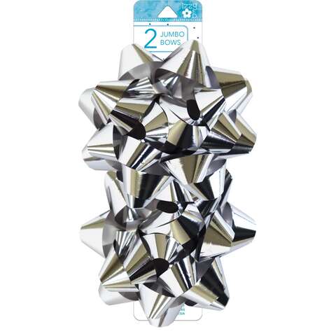 Paper Images Izzy Ob Silver Jumbo Bows, Pack of 6