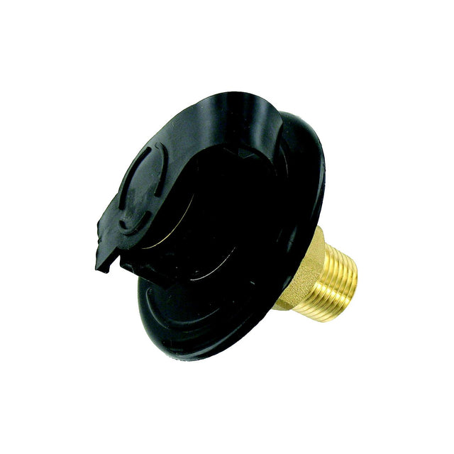 Valterra Flush Mount MPT Plastic Flange Brass Check Valve RV Water Inlet - Includes Screws, Putty Tape &amp; Teflon Tape