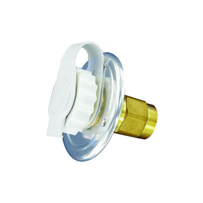 Valterra White Flush Mount FPT Brass Check Valve RV Water Inlet - Includes Screws, Putty Tape & Teflon Tape
