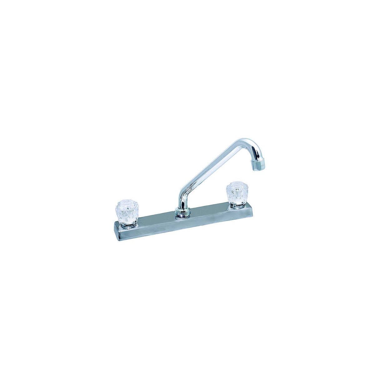 Valterra Phoenix PF211325 Chrome Finish Two Handle 8″ RV Kitchen Faucet with Hi-Rise Tubular Spout & Clear Acrylic Knobs