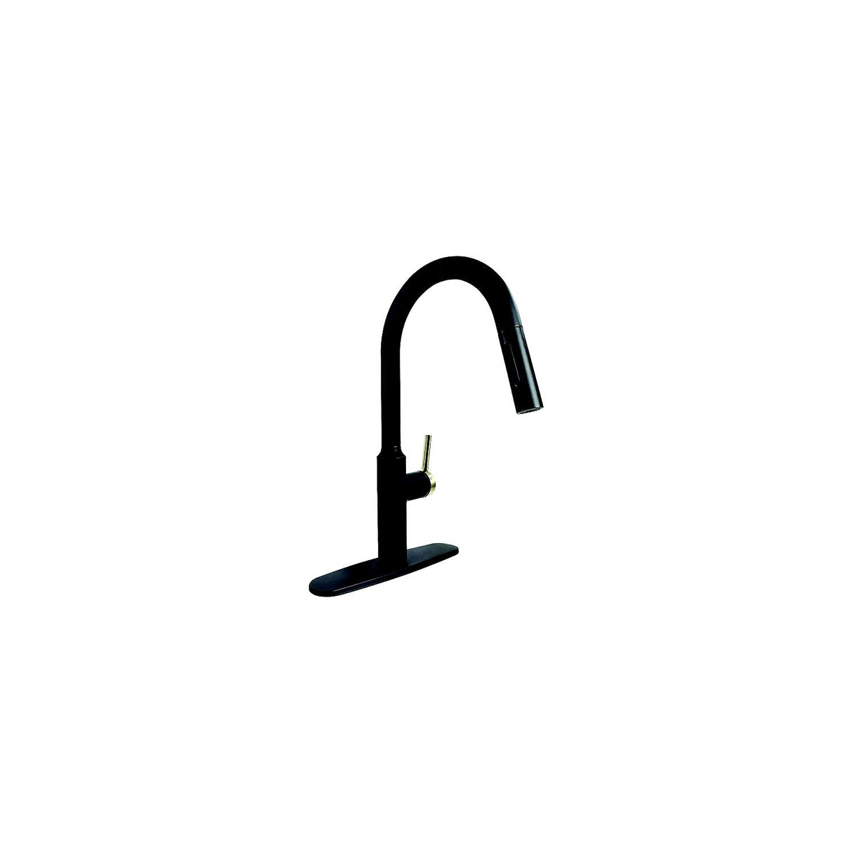 Valterra PF231780 8″ Premium Slimline Single Handle Pull Down Kitchen Faucet, Matte Black w/Gold Handle