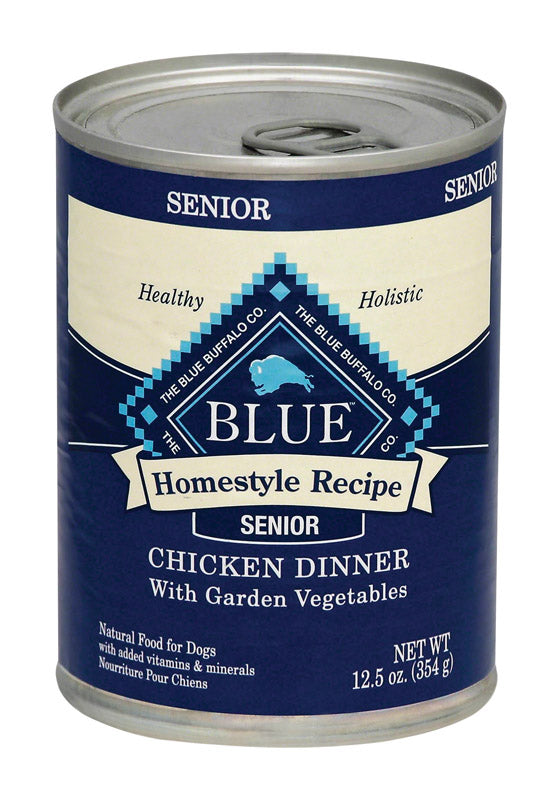 Blue Buffalo Senior Chicken Dinner Wet Dog Food 12.5 oz, Pack of 12