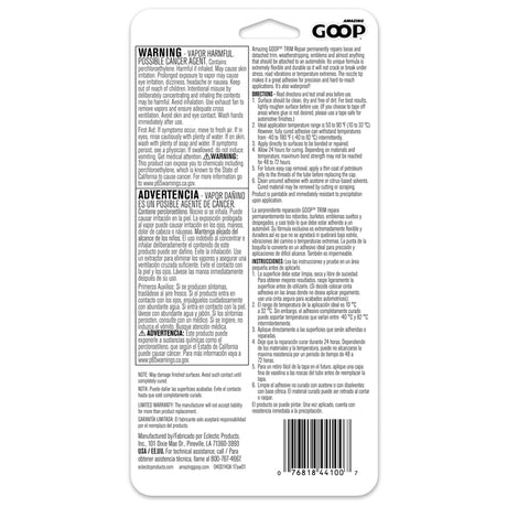Amazing Goop Trim Repair Permanent Strength Automotive Adhesive Gel 1 oz