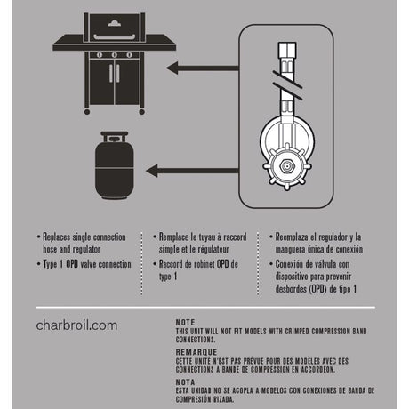 Charbroil Rubber Gas Line Hose and Adapter 2.75 in. L X 4.5 in. W For Universal