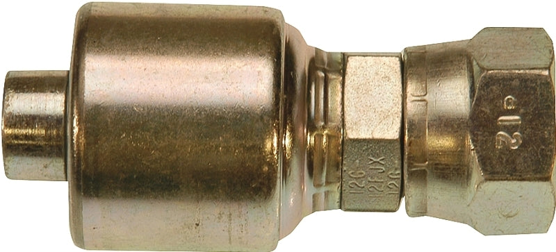 Gates MegaCrimp G25170-0406 Hose Coupling, 1/4 x 9/16 in Dia, 2.35 in, 9/16-18, Crimp x JIC, Straight Angle, Steel, Zinc
