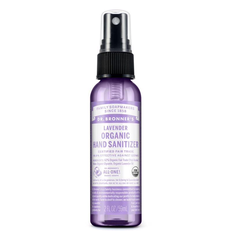 Dr. Bronner's Lavender Scent Liquid Hand Sanitizer 2 oz, Pack of 12