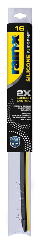 Rain-X Silicone Supreme 830516 Wiper Blade, Beam Blade, 16 in L Blade, Silicone Rubber