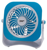 PowerZone QT-U403B Tabletop Fan, 5 VDC, 4 in Dia Blade, 5-Blade, 2-Speed, 48 in L Cord, White/Blue/Red, Pack of 4