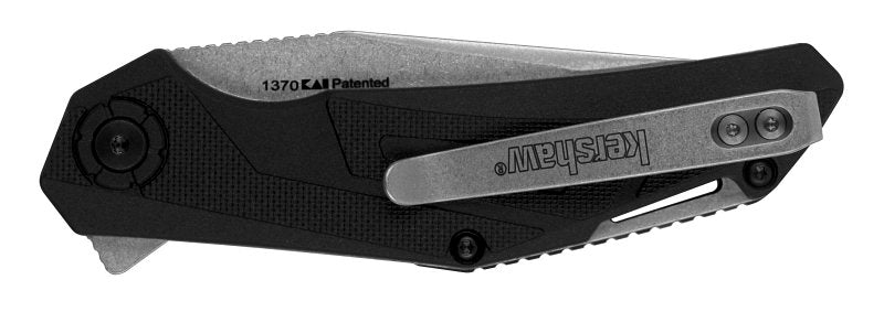 Kershaw Camshaft Series 1370 Pocket Knife, 3 in L Blade, Steel Blade, Contoured Handle, Black Handle