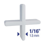 QEP 10334 Series Traditional Flexible Tile Spacer, 1/16 in L, Plastic, White, 300/PK