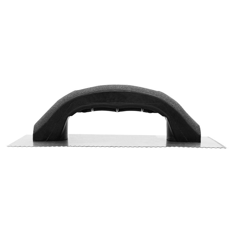 QEP 10115 Standard Notched Trowel, 9 in L, 4 in W, V Notch, Black Handle