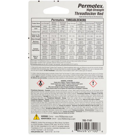 Permatex High Strength Threadlocker Liquid 0.2 fl. oz.
