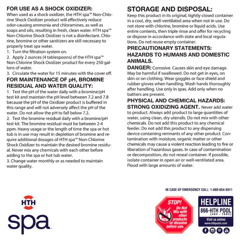 HTH Spa Non-Chlorine Shock 2.2 lb, Pack of 6