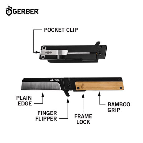 Gerber Quadrant Bamboo Brown 7CR17MOV Steel 5-6 in. Folding Knife