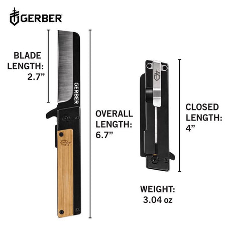 Gerber Quadrant Bamboo Brown 7CR17MOV Steel 5-6 in. Folding Knife