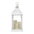 Alpine 22 in. Solar Power Glass/Plastic Decorative White Flameless Lantern