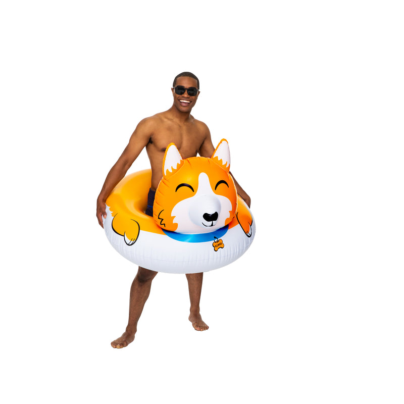 BigMouth Orange/White Vinyl Inflatable Corgi Pool Float, Pack of 4